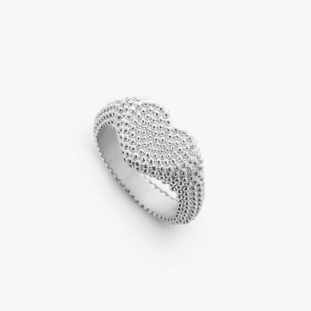 Dotted Heart Ring Burnished Silver