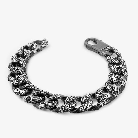 Bracciale Groumette Croce Argento - Mama Schwaz