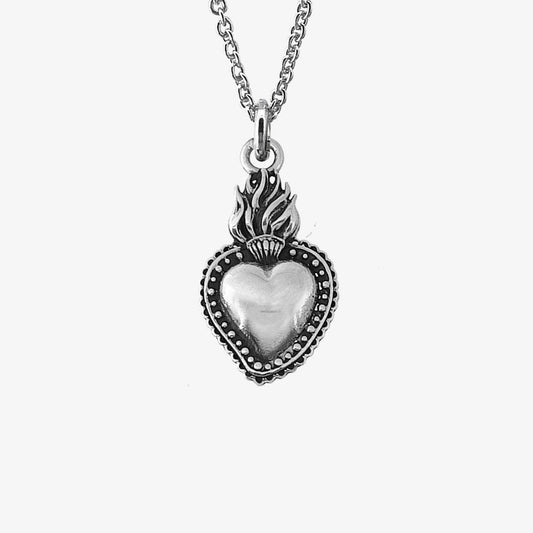 Ciondolo Cuore Sacro 3 cm Argento